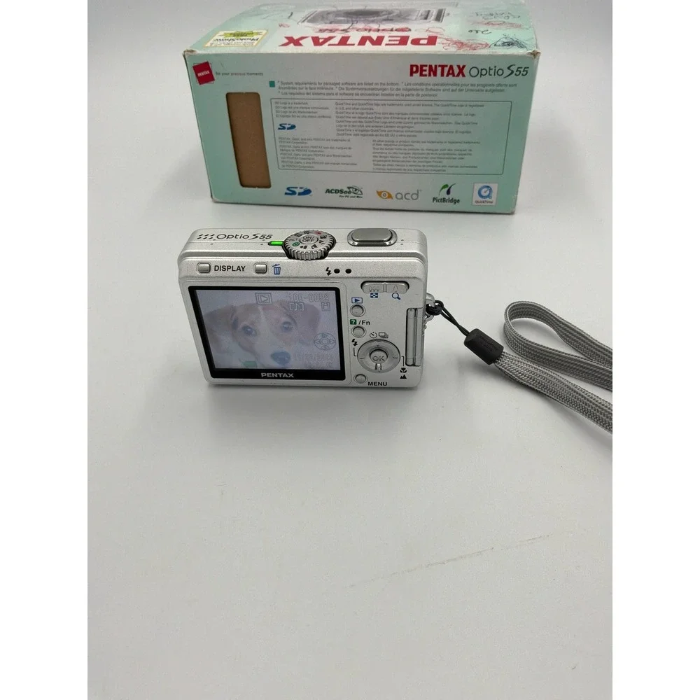 Pentax Optio S55 Silver 5MP Digital Camera 3x Zoom Boxed Tested
